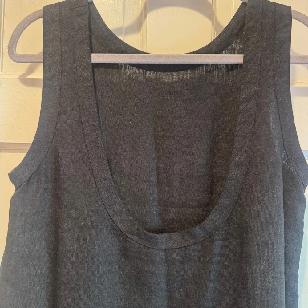 Sauths 100% Linen Carmen Black Sleeveless Maxi Dress - Picture 4 of 7